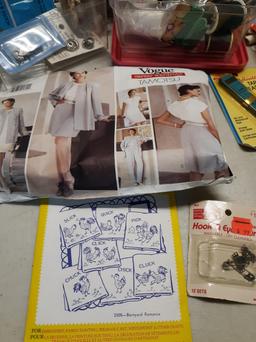 Misc Sewing/Craft Lot, thread, zippers, patterns and more