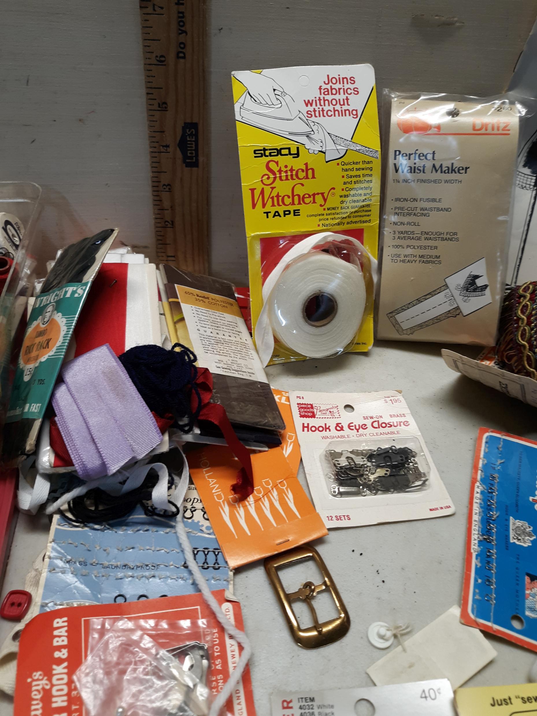 Misc Sewing/Craft Lot, thread, zippers, patterns and more
