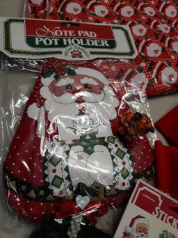 Christmas Décor Lot, Bows, Table Cloth and more