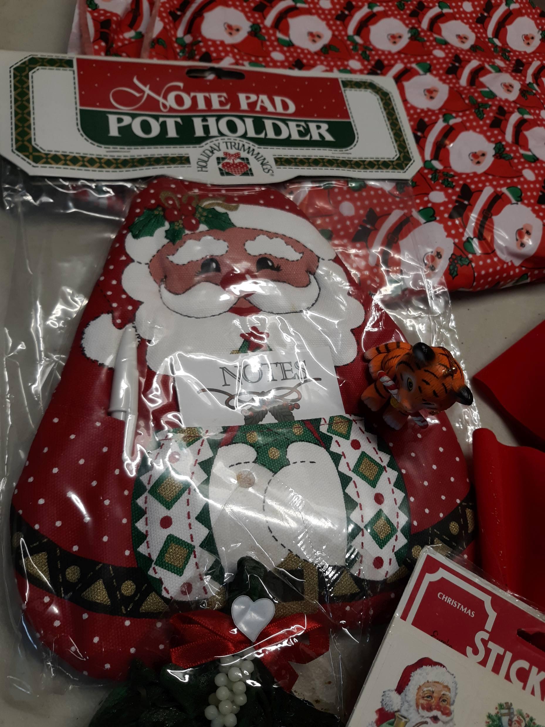 Christmas Décor Lot, Bows, Table Cloth and more