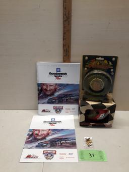 Nascar Lot, 1998 Program, Bill Elliott Helmet Cup Holder, Tire, Pin