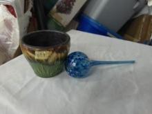 yard decor, McCoy sun and moon planter 5in tall and 12in long art glass watering globe