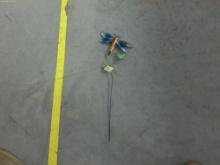 dragonfly garden stake, hand painted metal 20in long