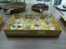 shot glasses, lot of 11 from various american tourist spots