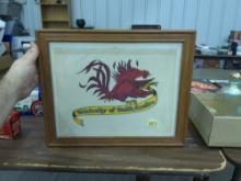 usc art, vintage gamecocks framed art 13x16