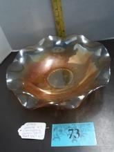 Vintage Jeanette Iris& Herringbone Carnival Glass Fluted Bowl