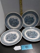 Vintage Taylor Currier & Ives Dinner plates, Ironstone Panchos Porch