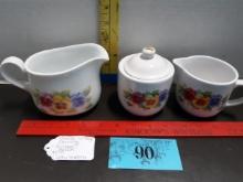 Vintage Corelle Creamer/gravy boat, sugar and creamer