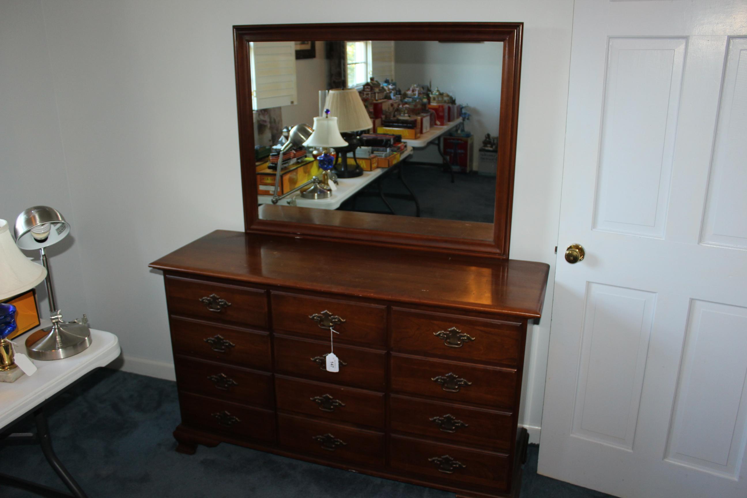 Young-Hinkle Solid Cherry 9 Drawer Dresser w/Mirror