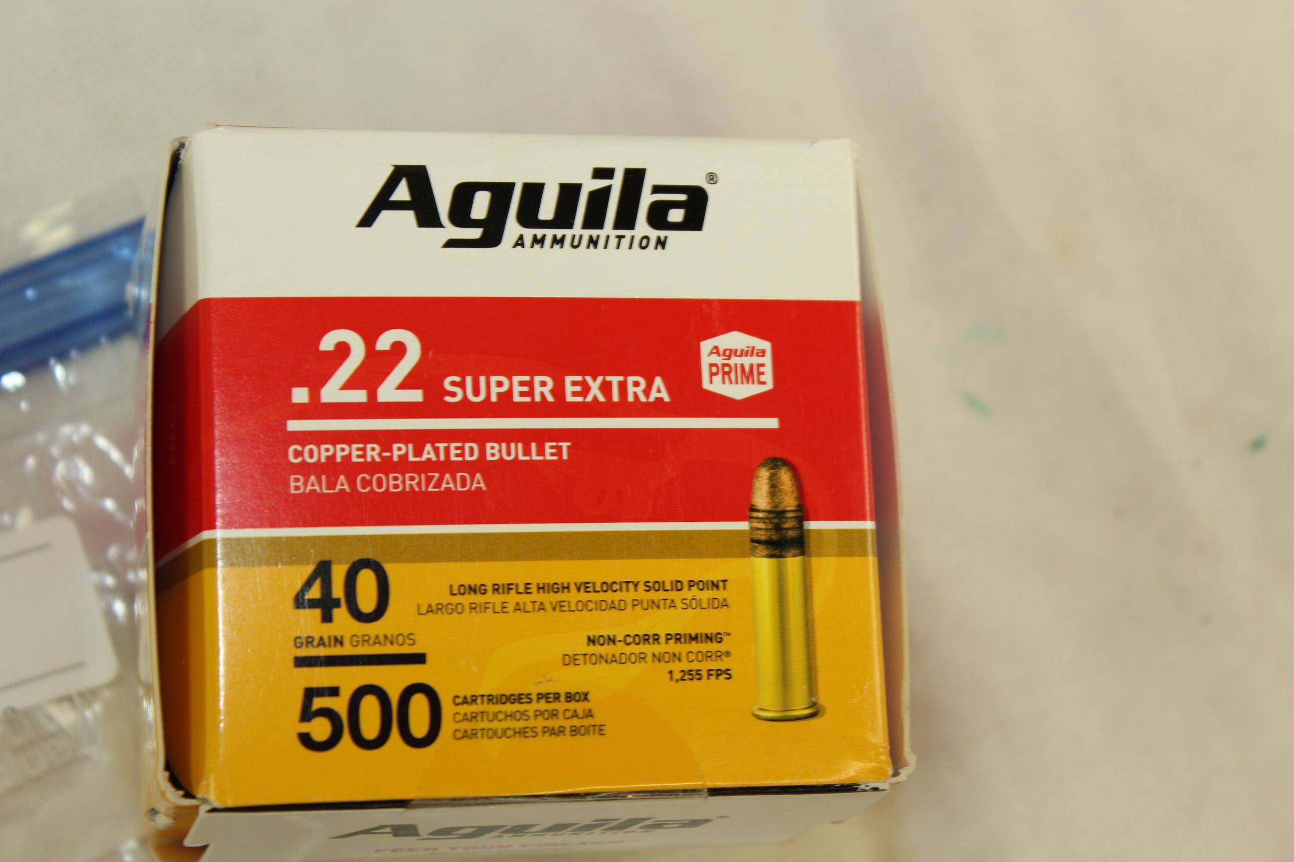 500 Rounds of Aguila .22LR, 40 Gr. Copper Plated Ammo