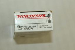 50 Rounds of Winchester 9mm, 147 Gr., JHP Ammo