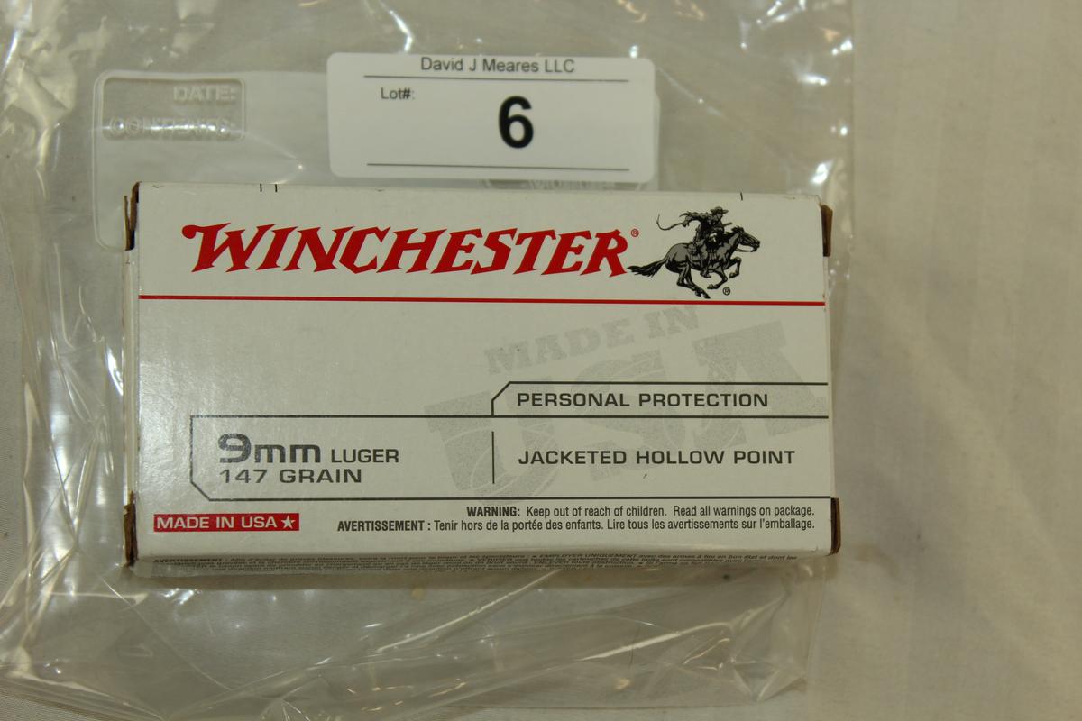 50 Rounds of Winchester 9mm, 147 Gr., JHP Ammo