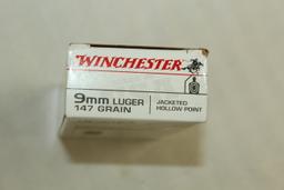 50 Rounds of Winchester 9mm, 147 Gr., JHP Ammo