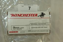50 Rounds of Winchester 9mm, 147 Gr., JHP Ammo