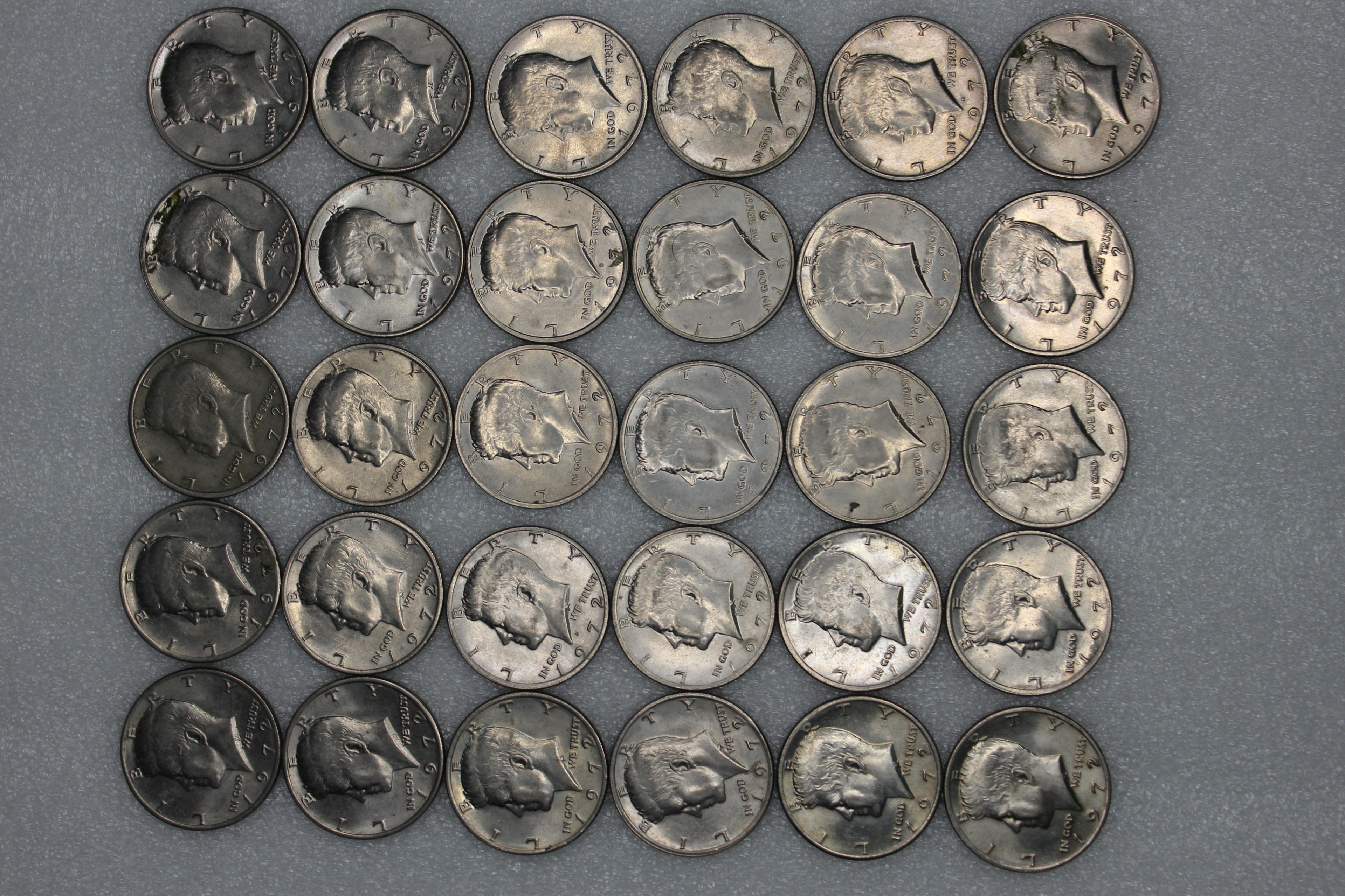 (30) 1972 JFK Half Dollars