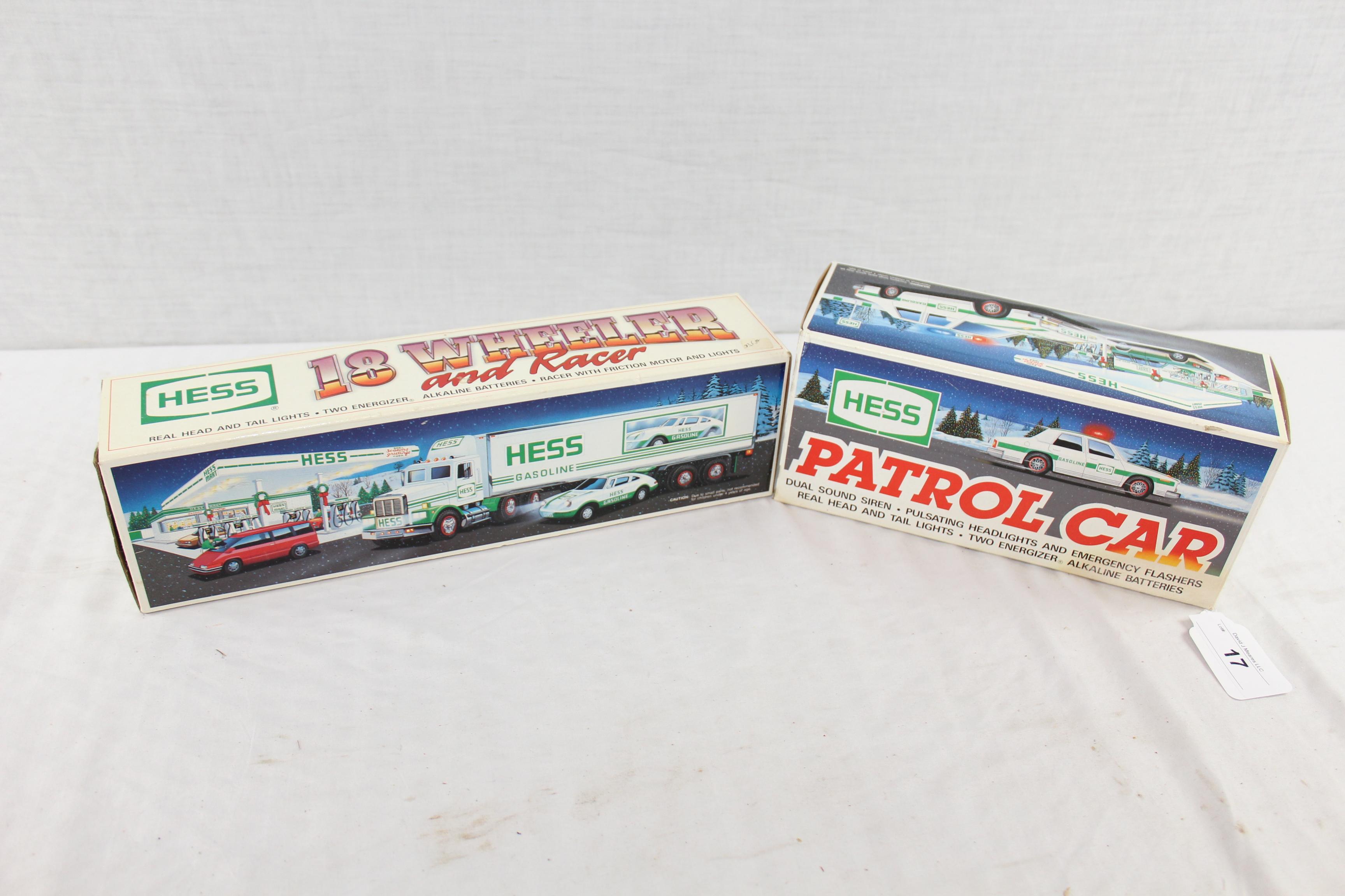 1992 Hess 18 Wheeler and Racer and 1993 Patrol Car