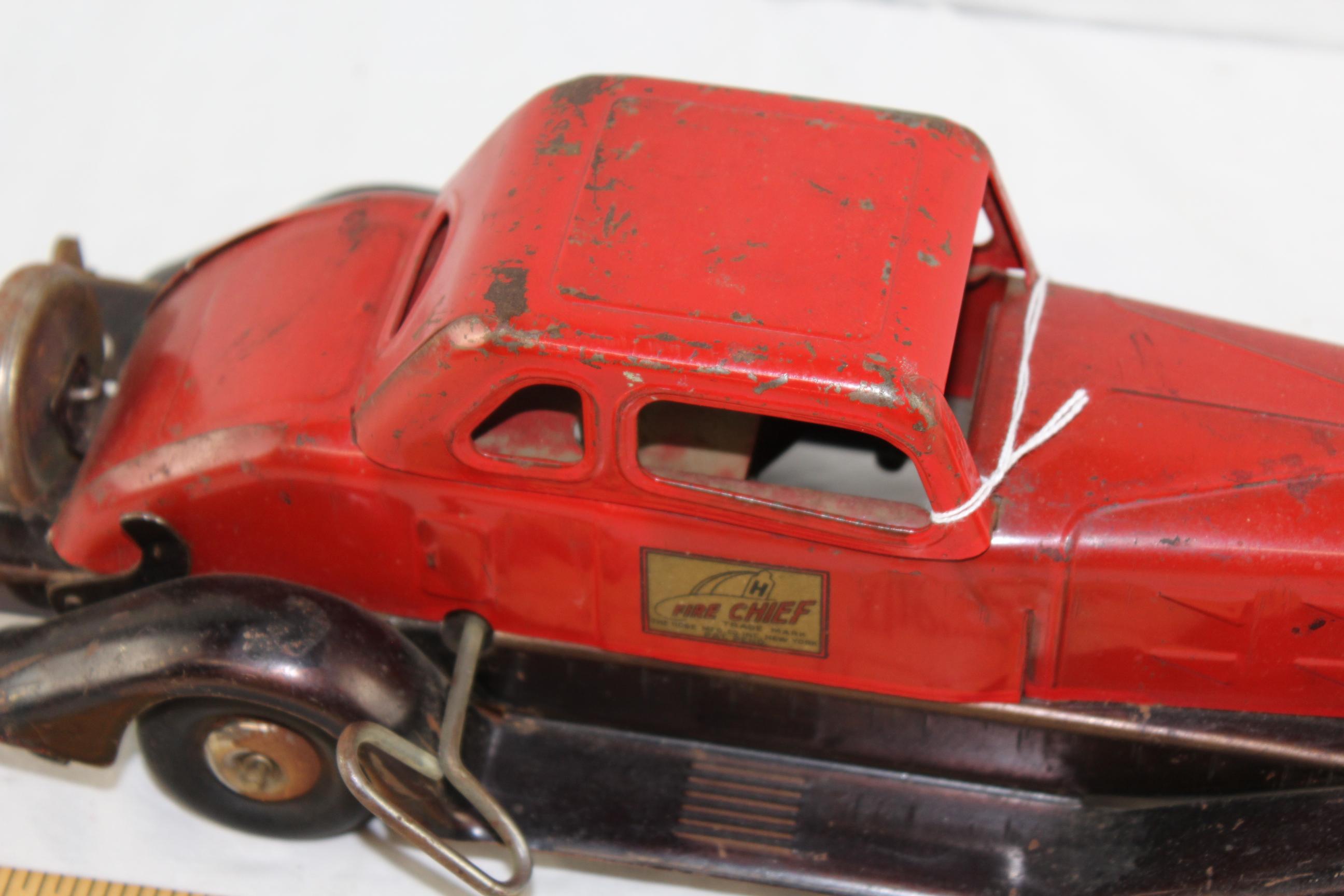 "Fire Chief" Wind-Up Metal Car by The Hoge Mfg. Co.