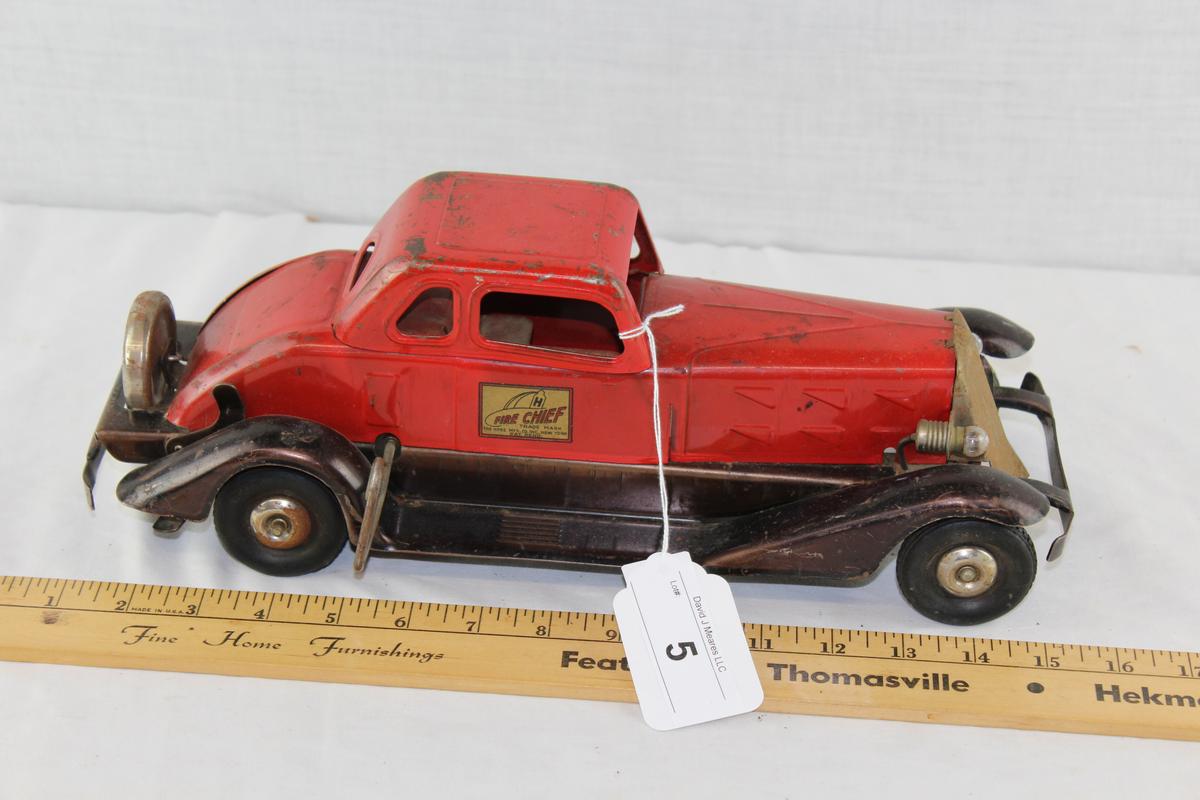 "Fire Chief" Wind-Up Metal Car by The Hoge Mfg. Co.