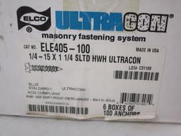 6 Boxes of UltraCon Blue 1/4" x 1-1/4" Fasteners