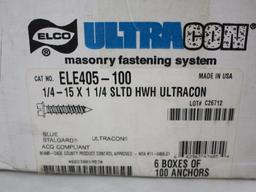 6 Boxes of UltraCon Blue 1/4" x 1-1/4" Fasteners