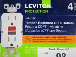 Leviton 4 Pack of 15 Amp Tamper-Resistant GFCI Outlets