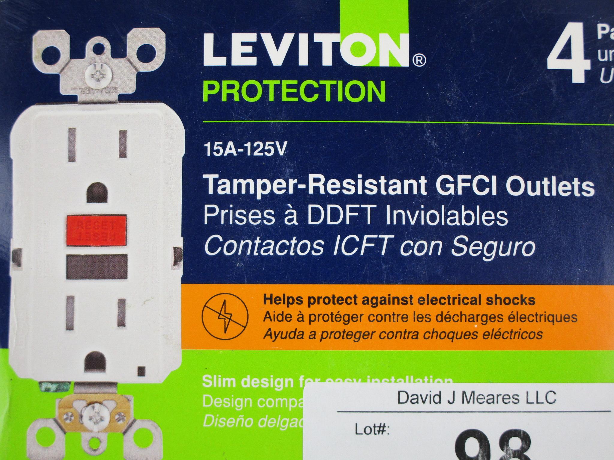 Leviton 4 Pack of 15 Amp Tamper-Resistant GFCI Outlets