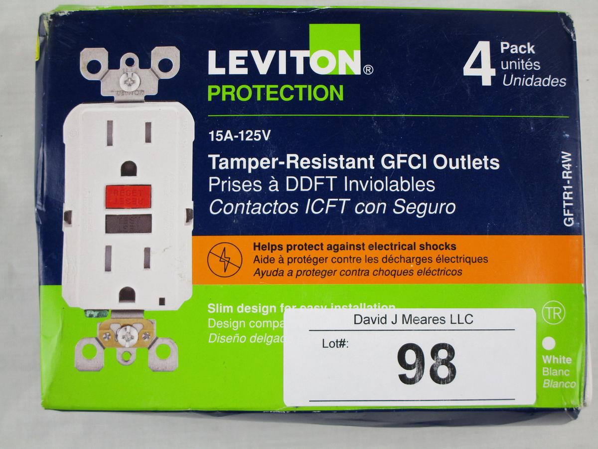 Leviton 4 Pack of 15 Amp Tamper-Resistant GFCI Outlets