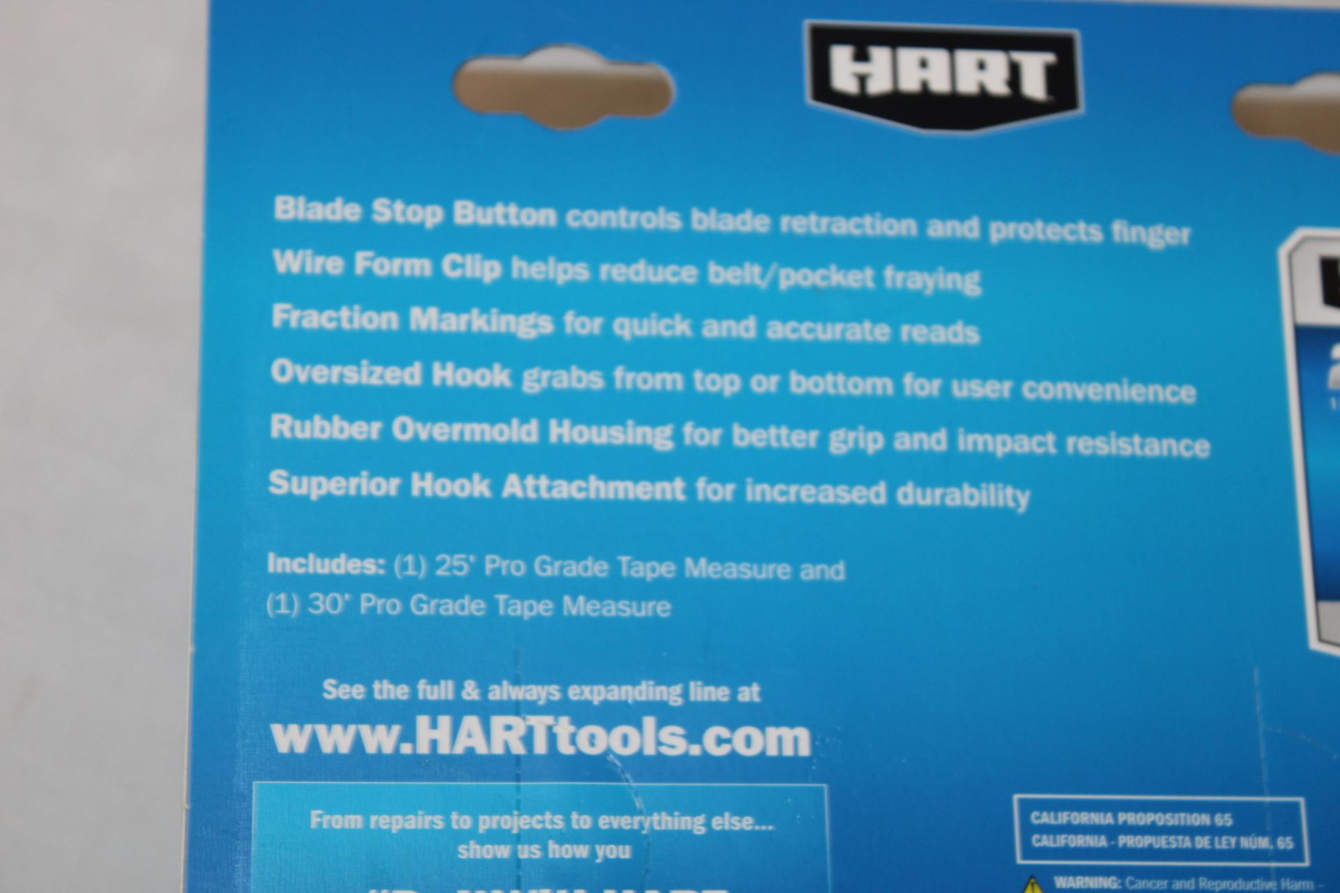 HART 25' & 30' Pro Grade Combo Tape Measures.  New!