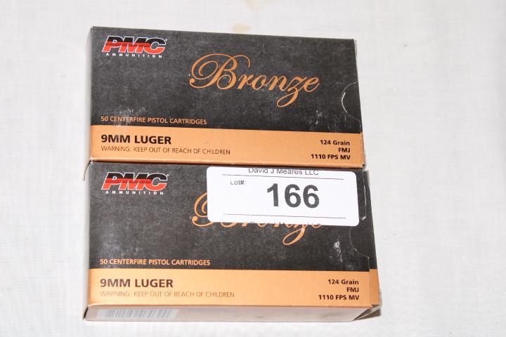 100 Rounds of PMC "Bronze" 9mm Luger 124 Gr. FMJ Ammo