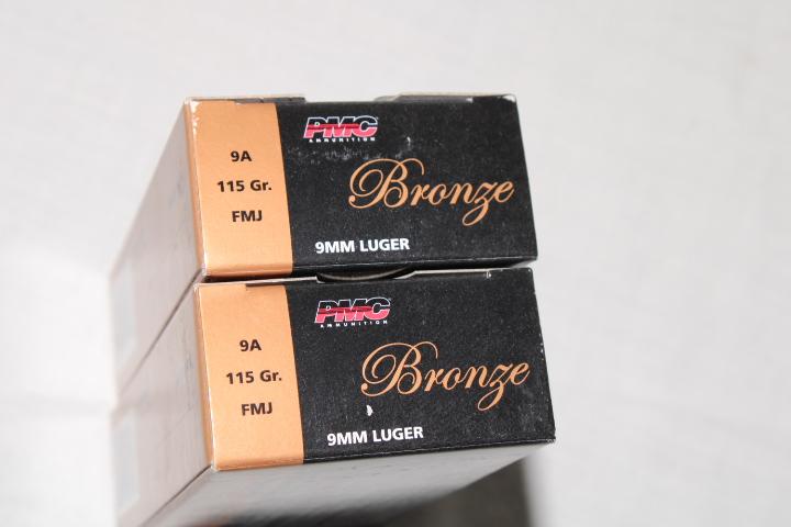 100 Rounds of PMC "Bronze" 9mm Luger 115 Gr. FMJ Ammo