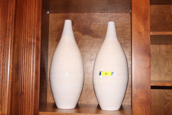 (2) White Decorative Vases