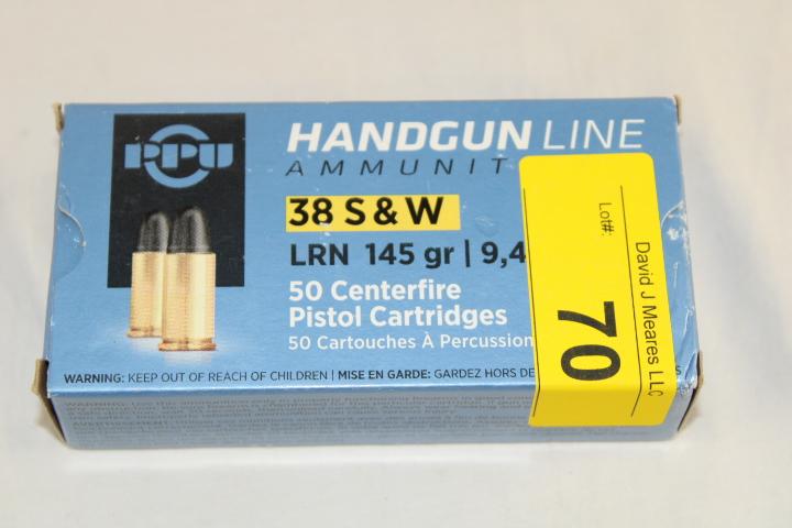 50 Rounds of PPU .38 S&W LRN 145 Gr. Ammo