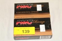 100 Rounds of PMC Bronze 9mm Luger 115 Gr. FMJ Ammo