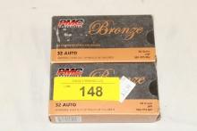 100 Rounds of PMC Bronze .32 Auto. 60 Gr. JHP Ammo