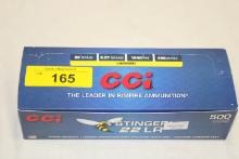 500 Rounds of CCI "Stinger" .22LR 32 Gr. HV HP Ammo