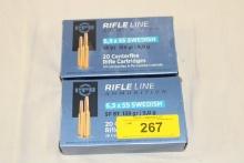 40 Rounds of PPU 6.5x55 Swedish SP BT 139 Gr. Ammo