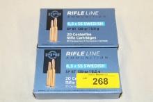 40 Rounds of PPU 6.5x55 Swedish SP BT 139 Gr. Ammo