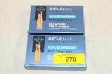 40 Rounds of PPU 6.5x55 Swedish SP BT 139 Gr. Ammo