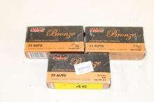 150 Rounds of PMC "Bronze" .25 Auto. 50 Gr. FMJ Ammo