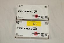 100 Rounds of Federal .45 Auto. 230 Gr. FMJ Ammo