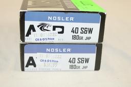 100 Rounds of Nosler .40 S&W 180 Gr. JHP Ammo
