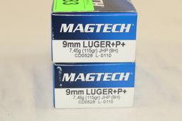 100 Rounds of MagTech 9mm Luger+P+ 115 Gr. JHP Ammo