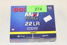 300 Rounds of CCI .22LR "Mini Mag" 36 Gr. HP Varmint Ammo