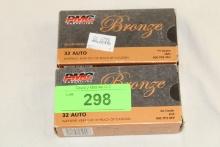 100 Rounds of PMC Bronze .32 Auto. 60 Gr. JHP Ammo