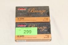 100 Rounds of PMC Bronze .32 Auto. 60 Gr. JHP Ammo