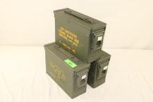 (3) Small Size Metal Ammo Cans.  M19A1.