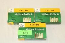 60 Rounds of Sellier & Bellot 8x57 JRS 196 Gr. HPC Ammo