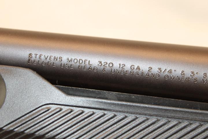 Stevens "Model 320" .12 Ga. Pump Shotgun in Black.