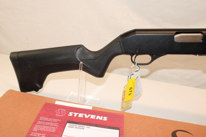 Stevens "Model 320" .12 Ga. Pump Shotgun in Black.  New!