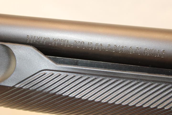 Stevens "Model 320" .12 Ga. Pump Shotgun in Black.  New!